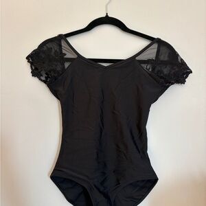 Ballet Rosa Black Deep Back Lace Leotard